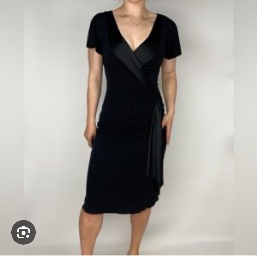 Bebe Black Sleeveless Faux Wrap Dress
